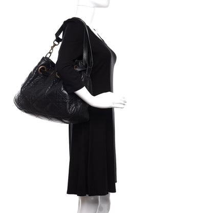 Christian Dior Lambskin Cannage Drawstring Bag Black 3 of 16
