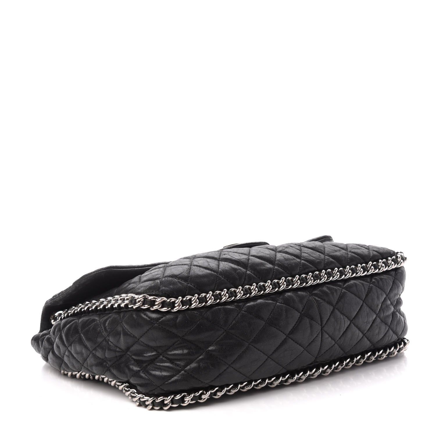 Chanel Washed Lambskin Quilted Maxi Chain Around Flap Black 4 of 14