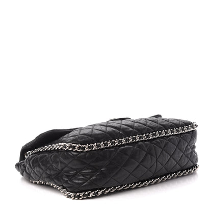 Chanel Washed Lambskin Quilted Maxi Chain Around Flap Black 4 of 14