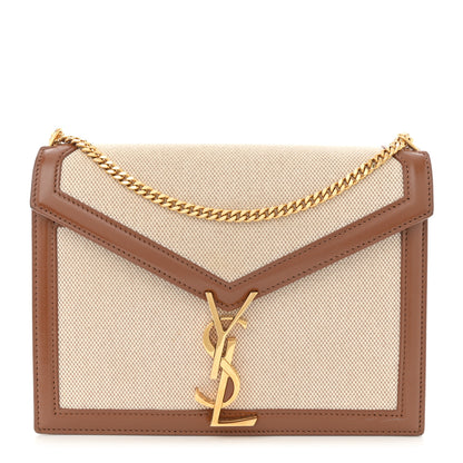Saint Laurent Canvas Calfskin Classic Monogram Cassandra Tan Natural 1 of 12