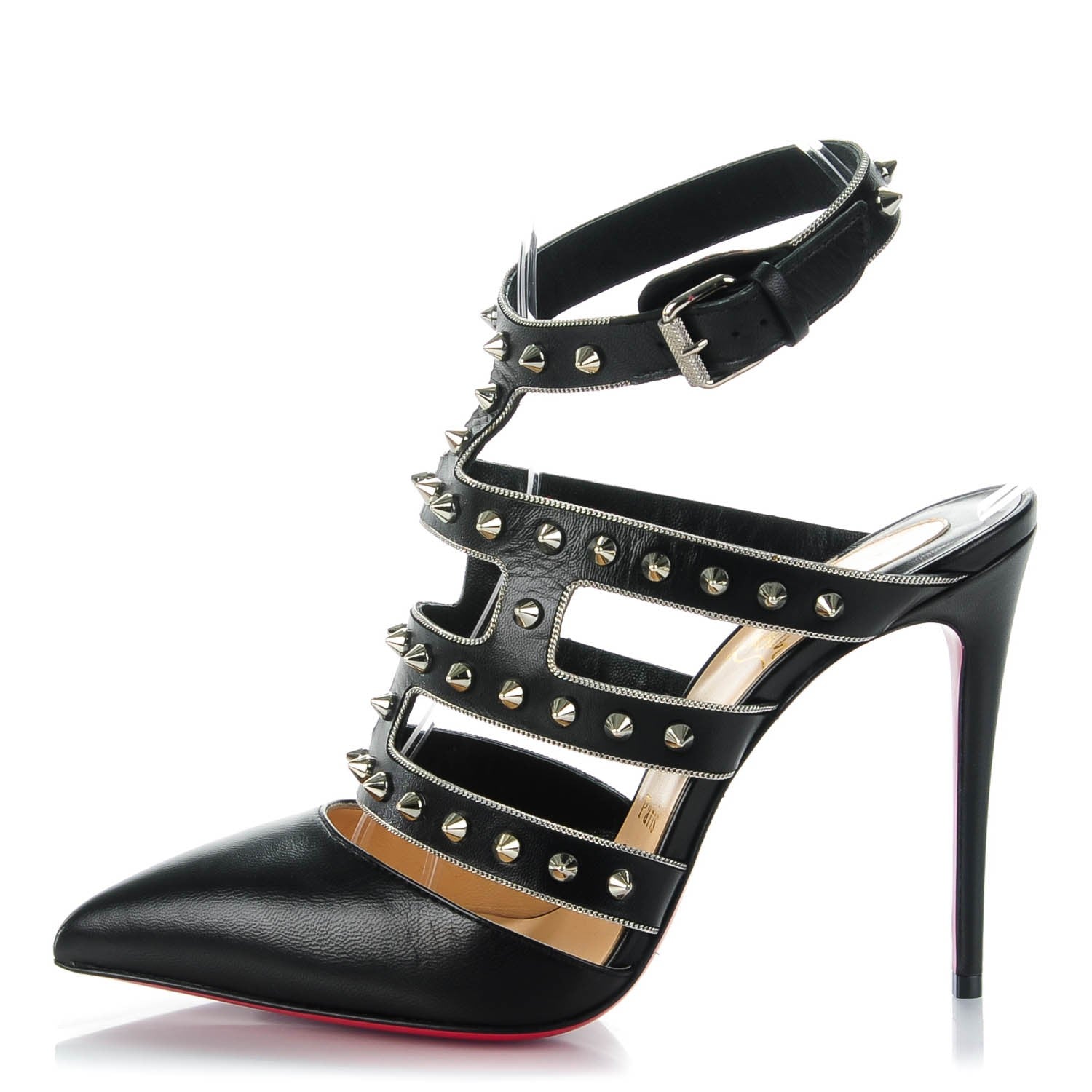 Christian Louboutin Kid Tchicaboum 100 Pumps 37 Black Silver 1 of 7