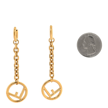 Fendi Metal FF Hoop Drop Earrings Gold 2 of 5
