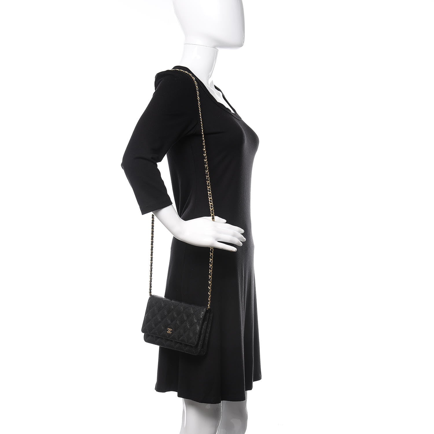 Chanel Caviar Quilted Wallet On Chain WOC Black 2 of 12