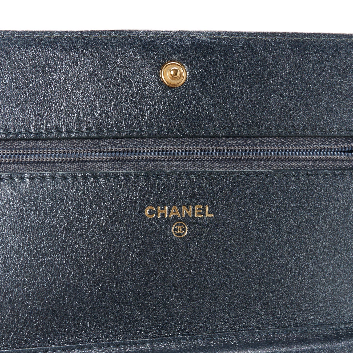 Chanel Metallic Calfskin Quilted Boy Wallet On Chain WOC Navy Blue 6 of 11