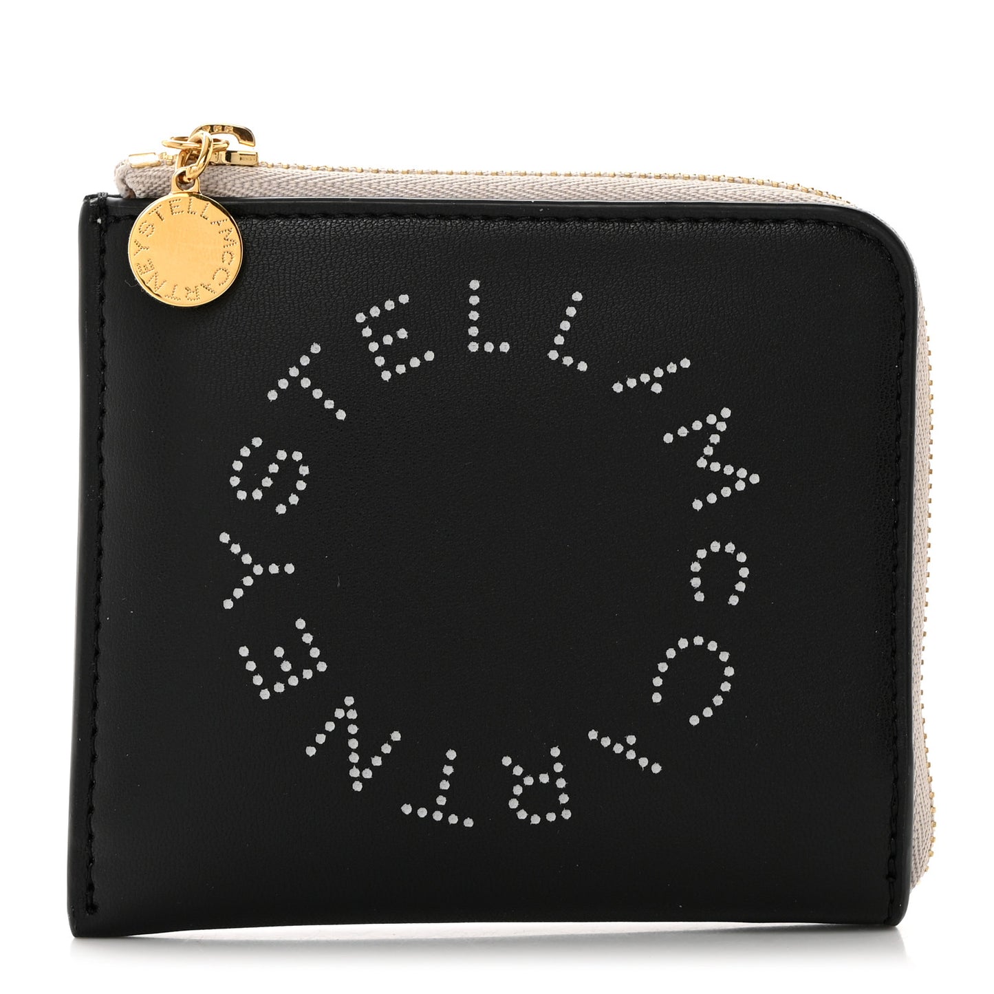 Eco Alter Nappa Perforated Logo Zip Around Card Holder Wallet Black