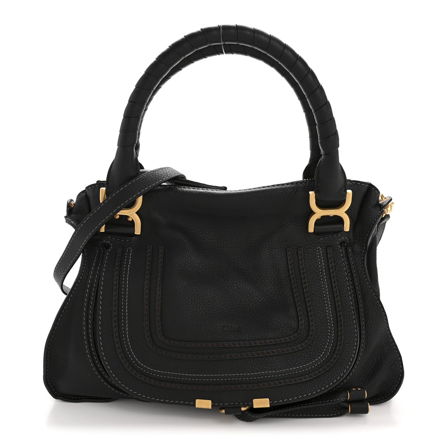 Calfskin Medium Marcie Satchel Black