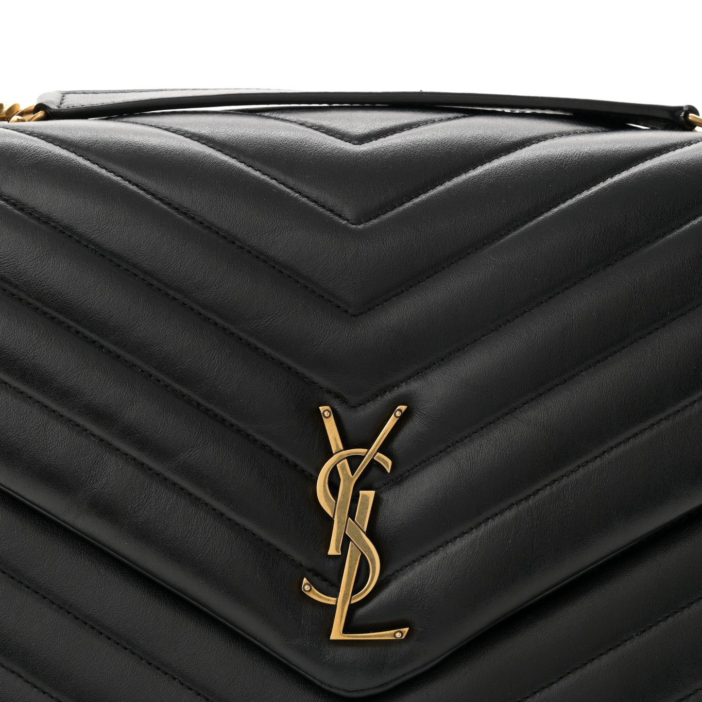 Calfskin Y Quilted Monogram Large Loulou Chain Satchel Black