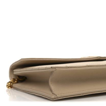 Saint Laurent Grain De Poudre Matelasse Chevron Monogram Envelope Chain Wallet Nude Powder 9 of 10