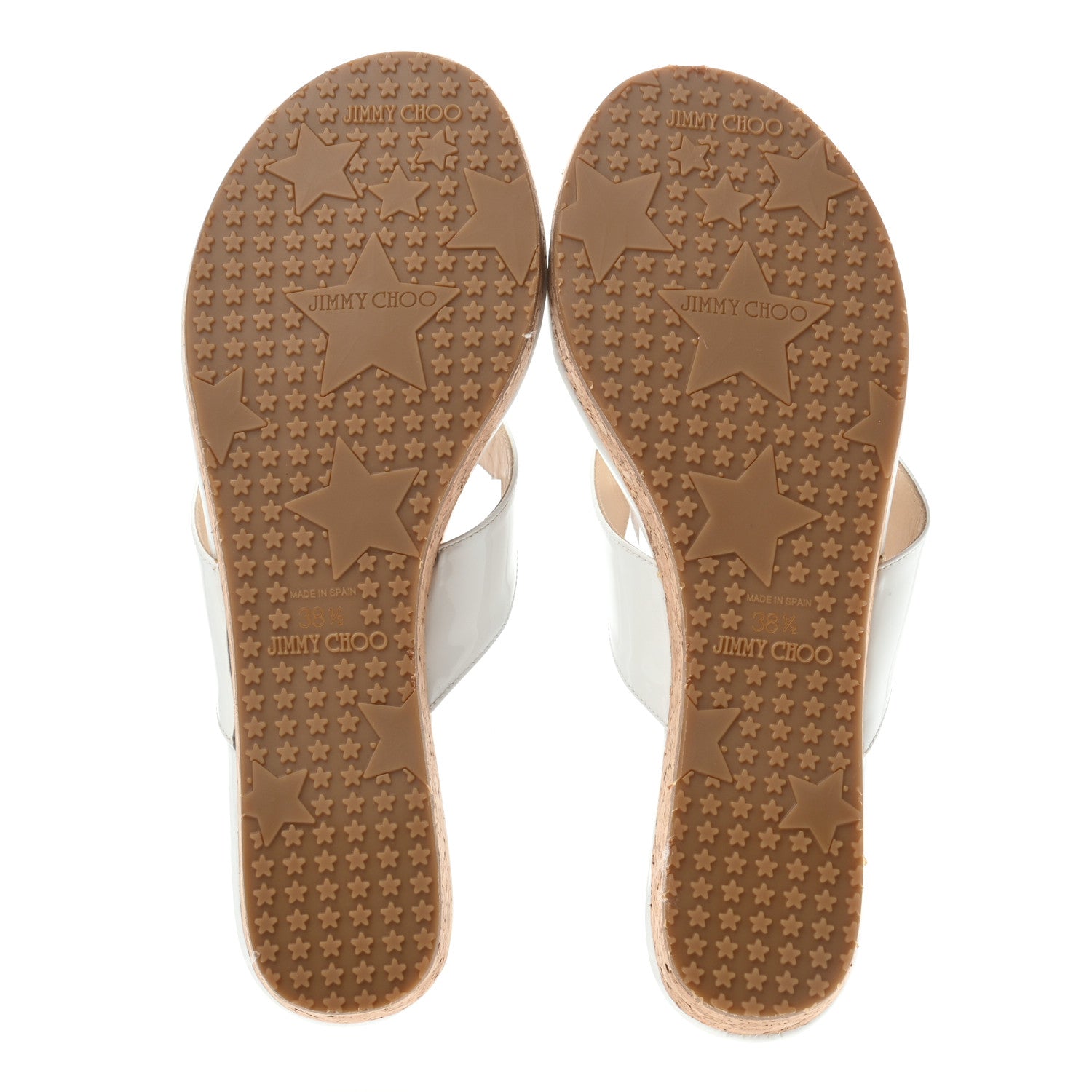 Jimmy Choo Patent Cork Wedge Sandals 38.5 White 4 of 8