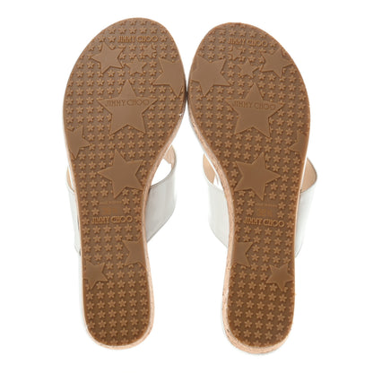 Jimmy Choo Patent Cork Wedge Sandals 38.5 White 4 of 8