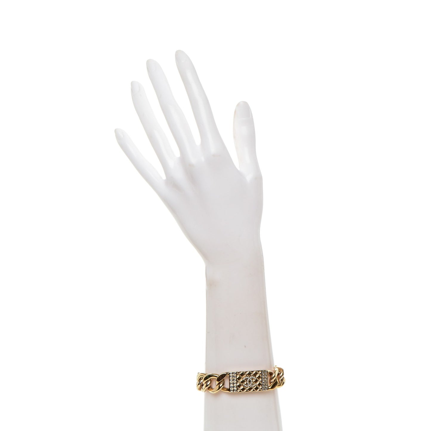 Crystal CC Chain ID Bracelet Gold