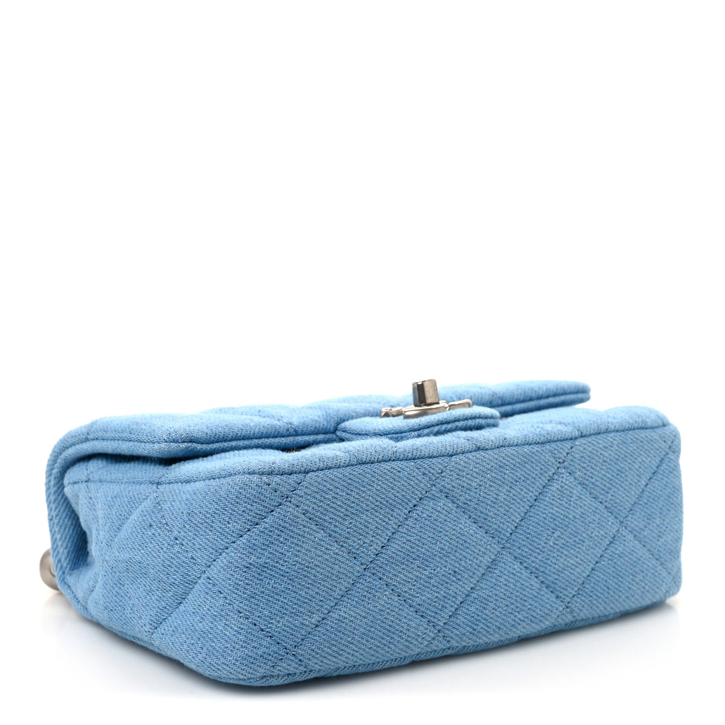 Denim Quilted Sweetheart Mini Flap Blue
