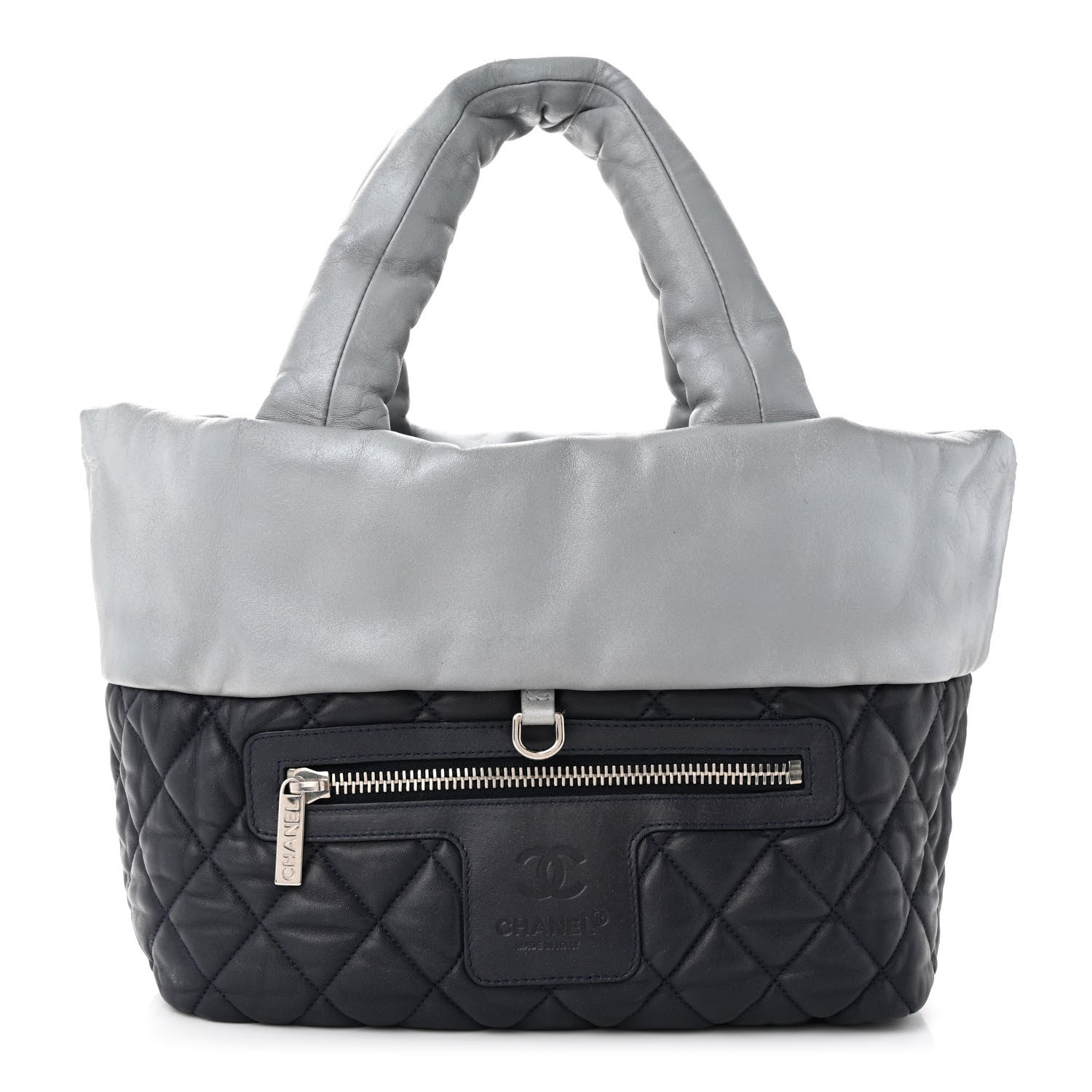 Chanel Metallic Lambskin Quilted Small Coco Cocoon Reversible Tote Light Grey 2 of 22
