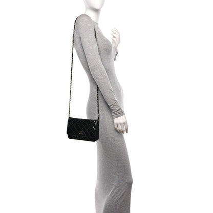 Chanel Patent Quilted Wallet On Chain WOC Black 2 of 12