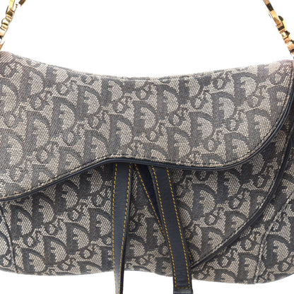 Christian Dior Monogram Double Saddle Bag Navy Blue 10 of 10