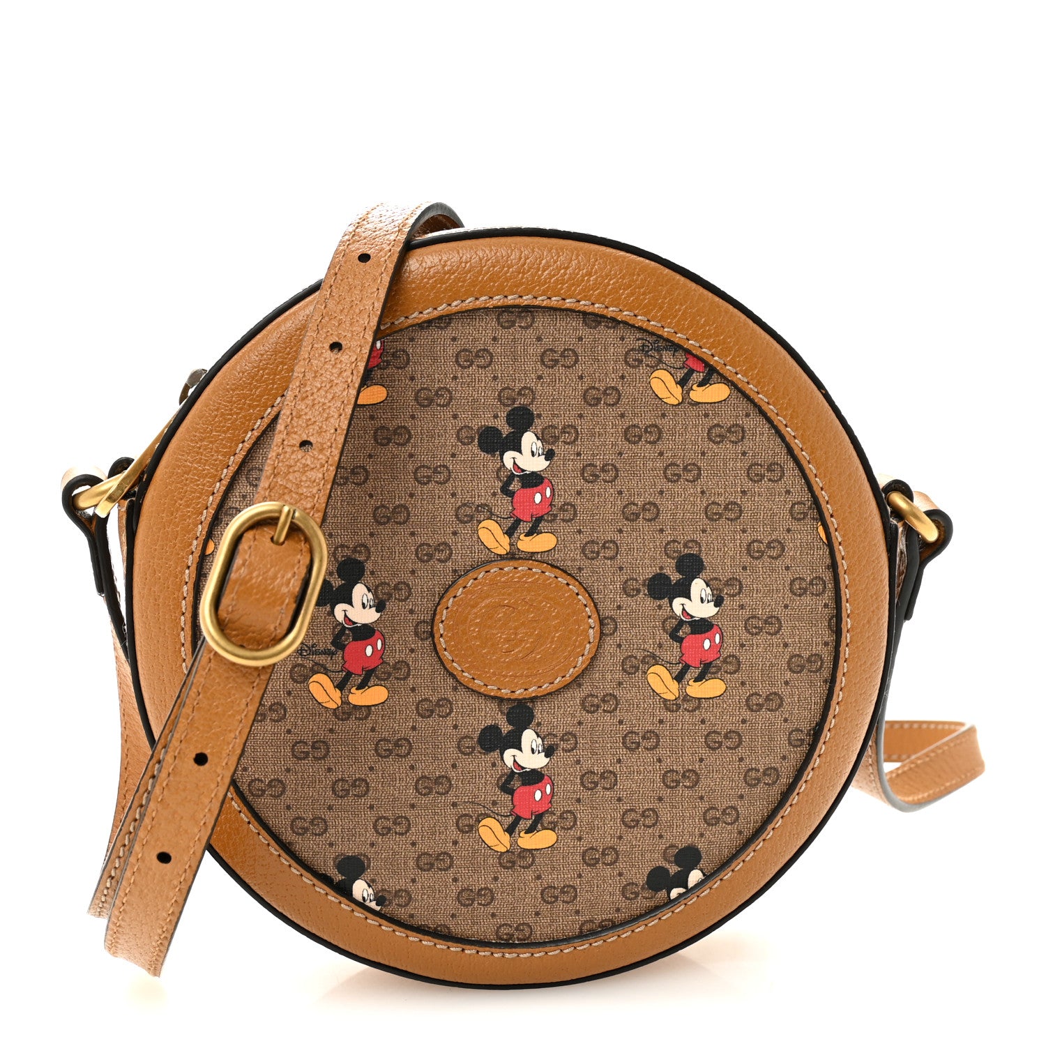 Gucci X DISNEY Mini Vintage GG Supreme Monogram Mickey Mouse Round Shoulder Bag Beige Vintage Sun Oil 1 of 11