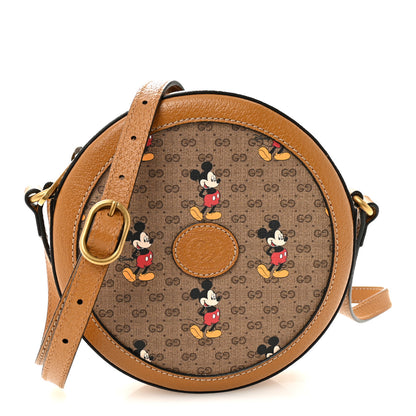 Gucci X DISNEY Mini Vintage GG Supreme Monogram Mickey Mouse Round Shoulder Bag Beige Vintage Sun Oil 1 of 11