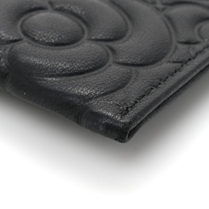 Chanel Lambskin Camellia Embossed Classic Zip Pouch Black 8 of 10