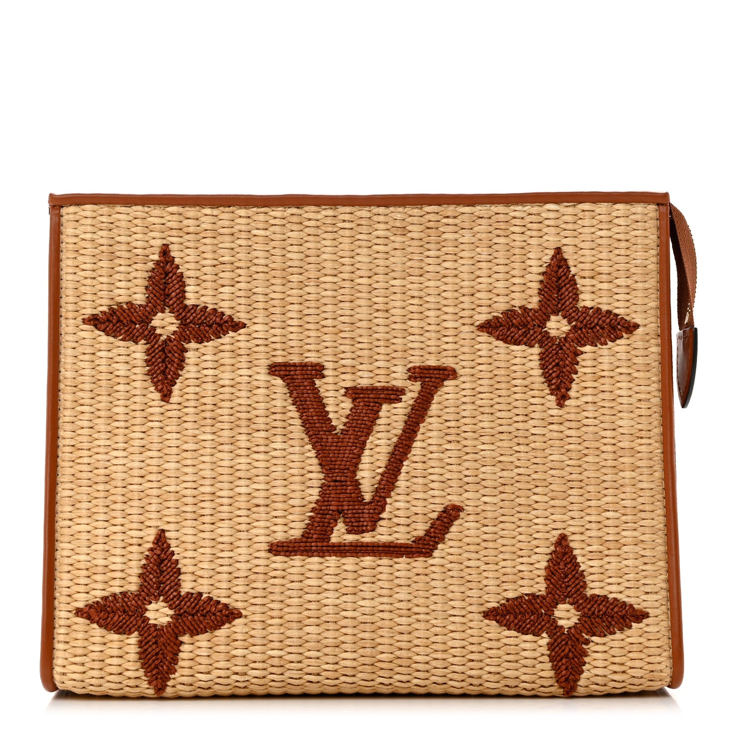Raffia Monogram Giant Toiletry Pouch 26 Tan