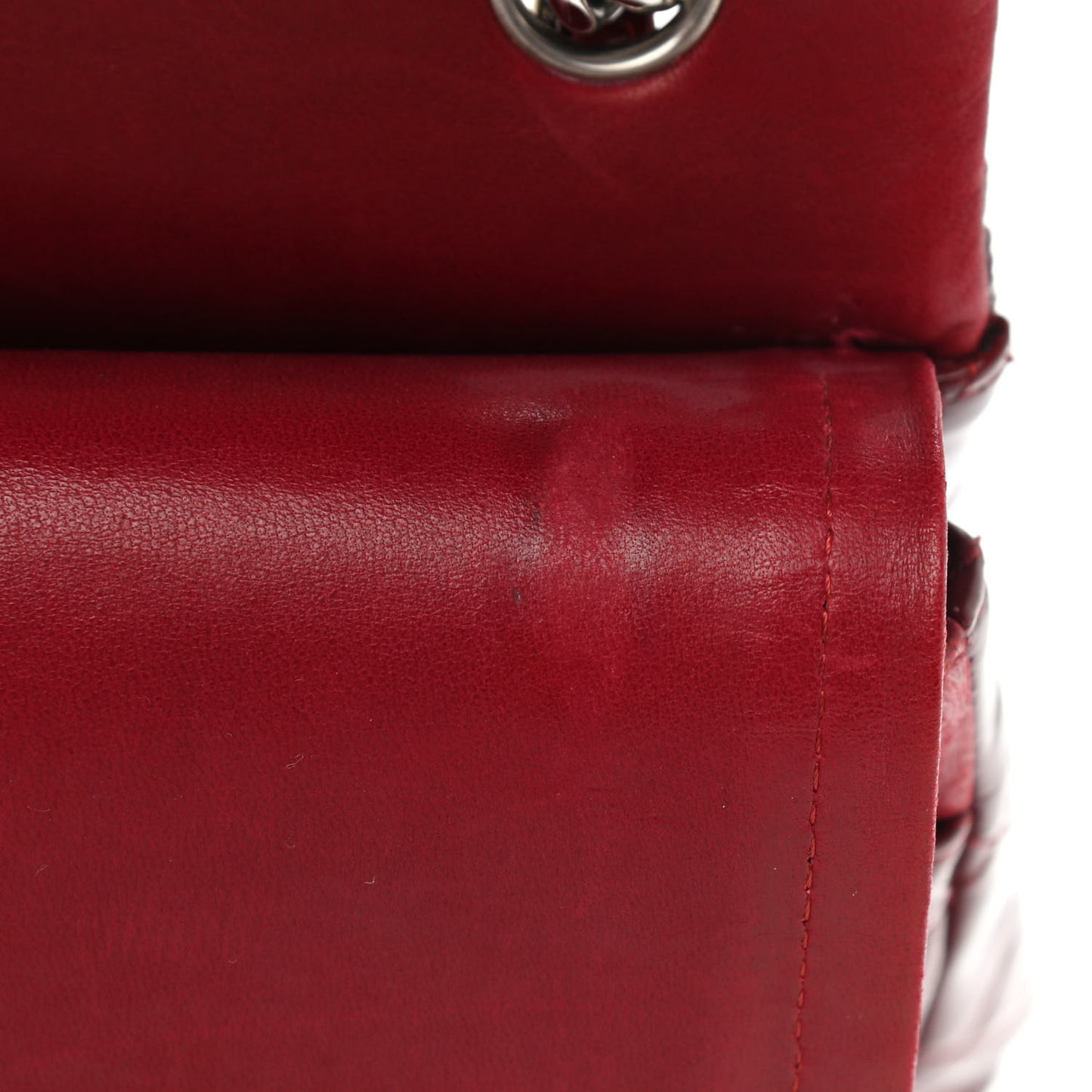 Patent Quilted Jumbo Double Flap Dark Red