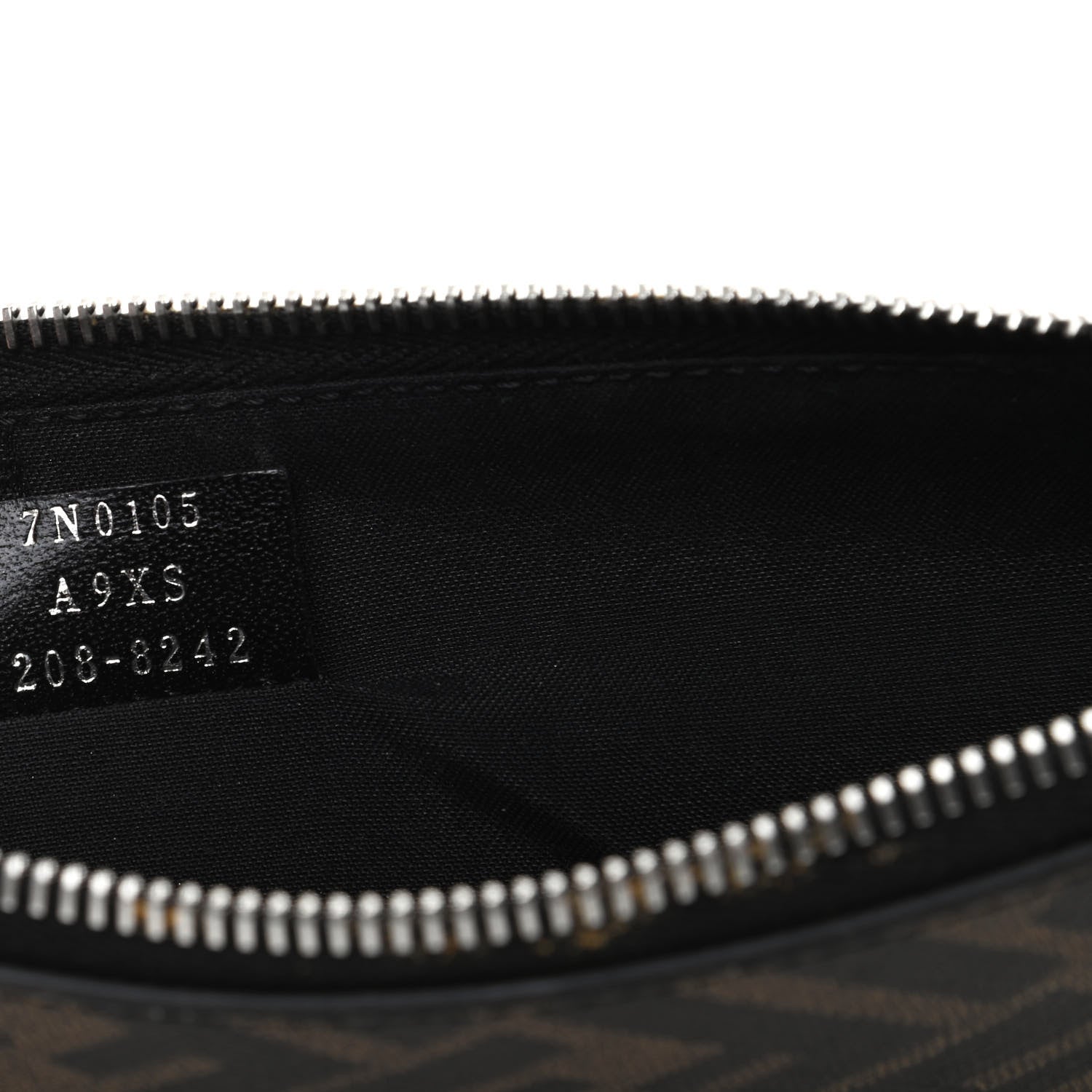 Fendi Glazed Fabric Vitello Liberty FF 1974 Diagonal Large Flat Pouch Tobacco Rosso Black 7 of 8