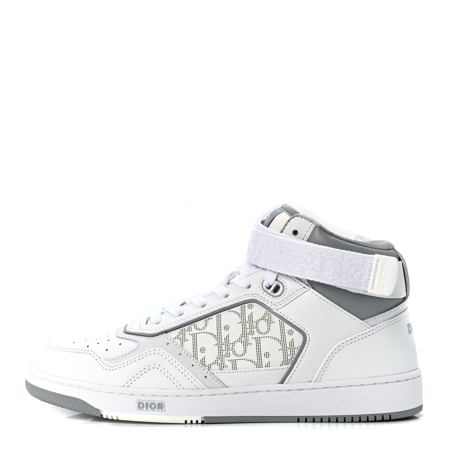 Smooth Calfskin Oblique Galaxy Perforated Mens B27 Mid Top Sneakers 43 White Grey