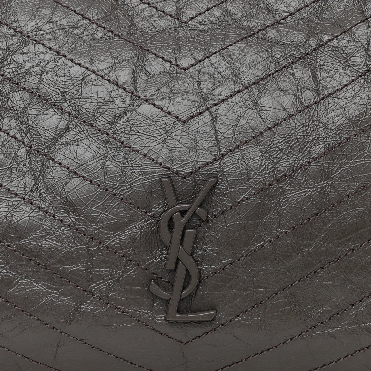 Saint Laurent Crinkled Calfskin Matelasse Monogram Niki Shoulder Bag Storm 8 of 10