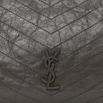 Saint Laurent Crinkled Calfskin Matelasse Monogram Niki Shoulder Bag Storm 8 of 10
