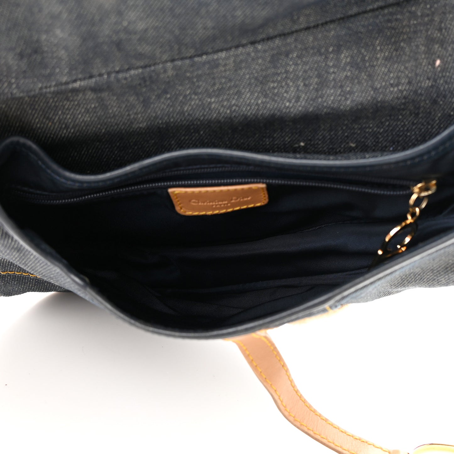 Denim Calfskin Saddle Bag Blue