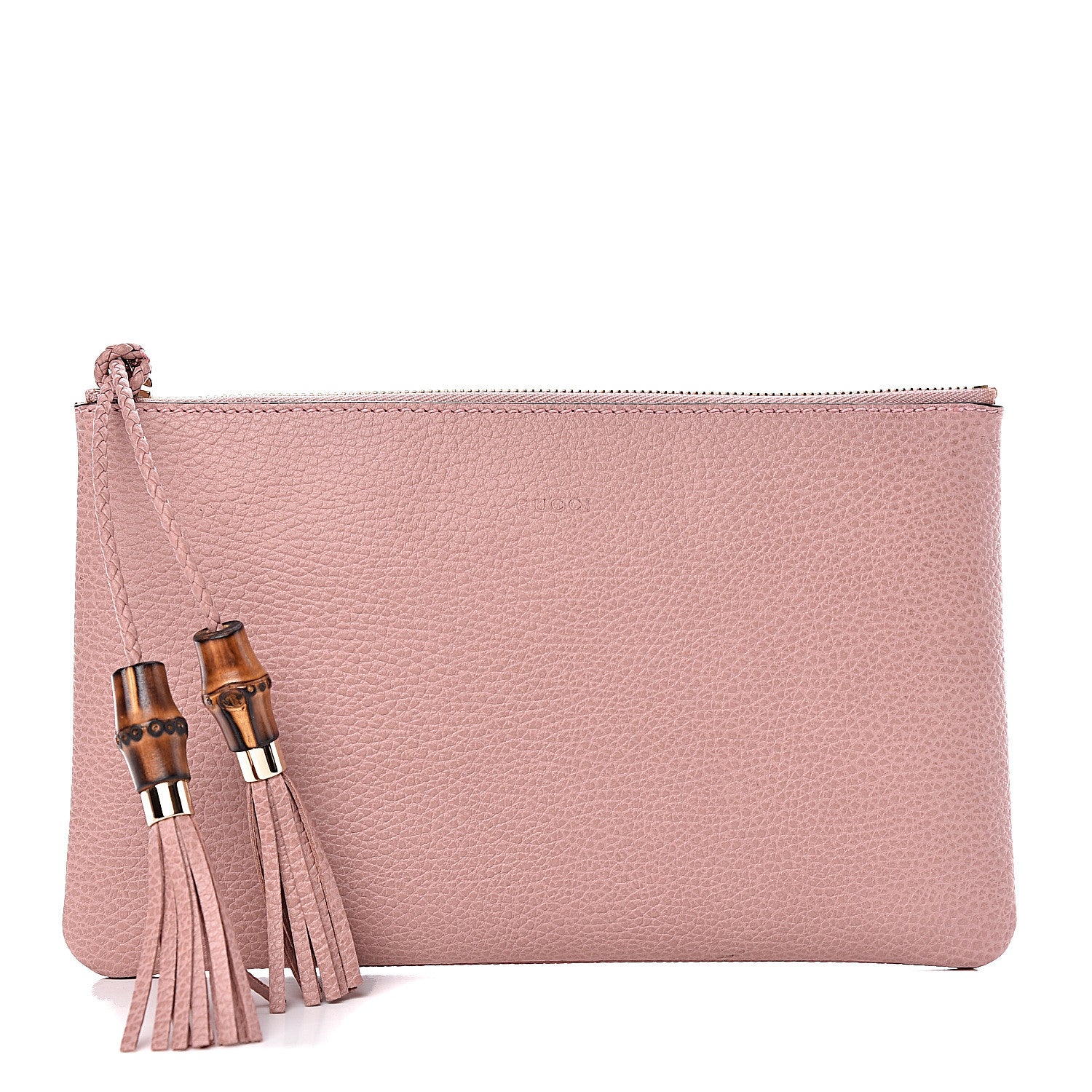 Gucci Calfskin Bamboo Clutch Pink 1 of 7
