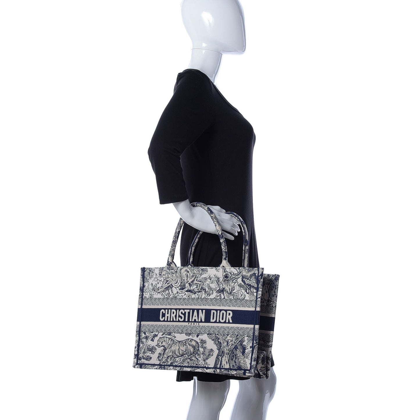 Canvas Embroidered Medium Dioriviera Toile De Jouy Book Tote Blue