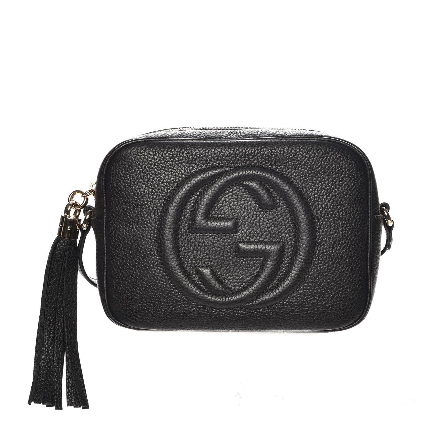 Pebbled Calfskin Small Soho Disco Bag Black