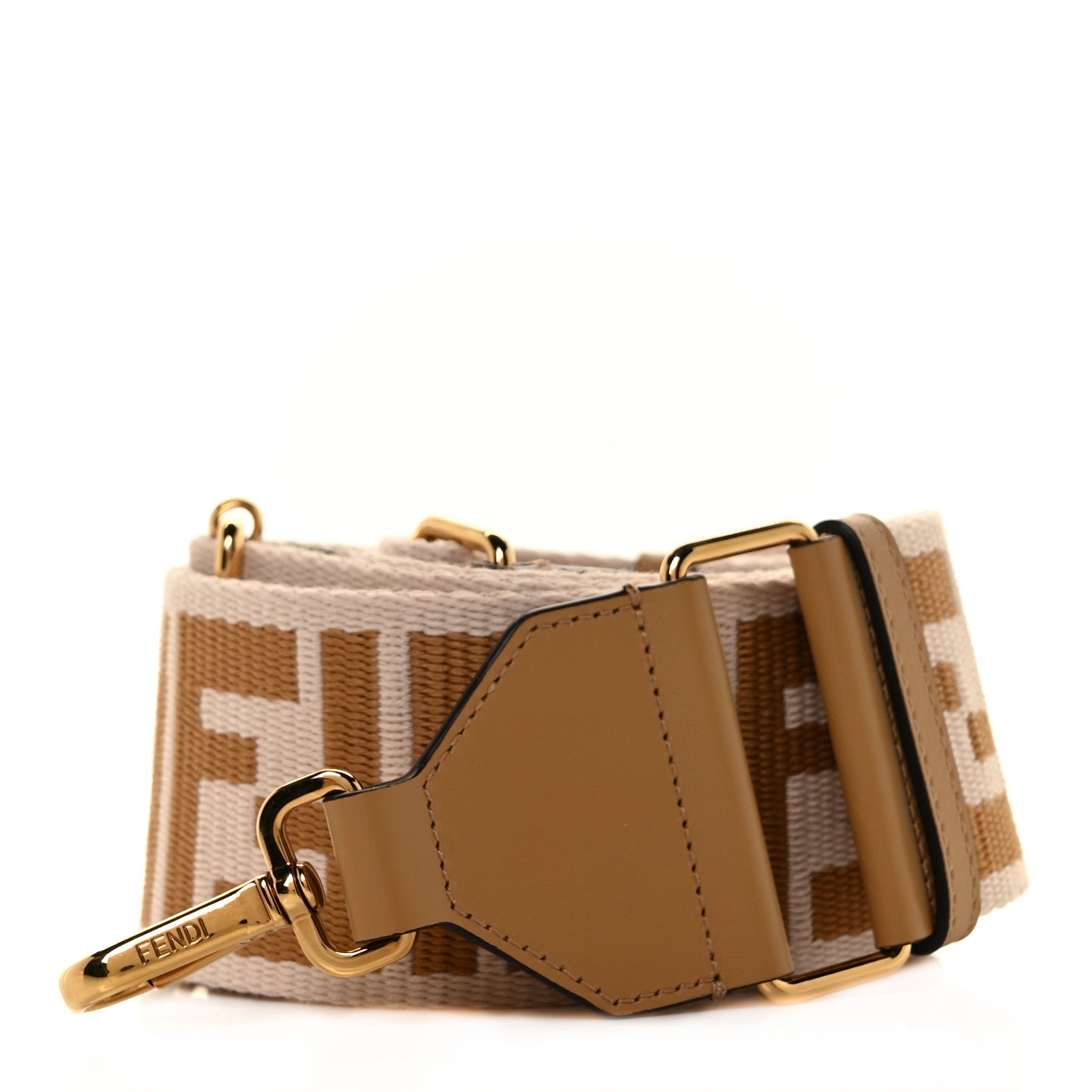 Fendi Ribbon Vitello King FF 1974 Adjustable Strap You Poudre Cuoio Miele Scuro 1 of 5
