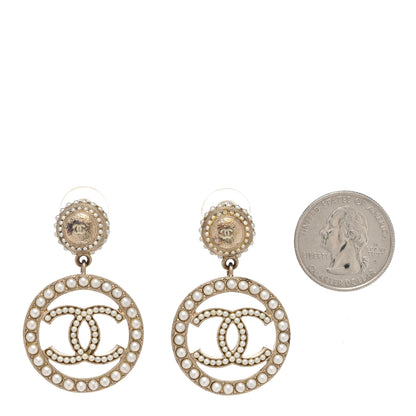 Chanel Pearl CC Drop Earrings Light Gold 2 of 4