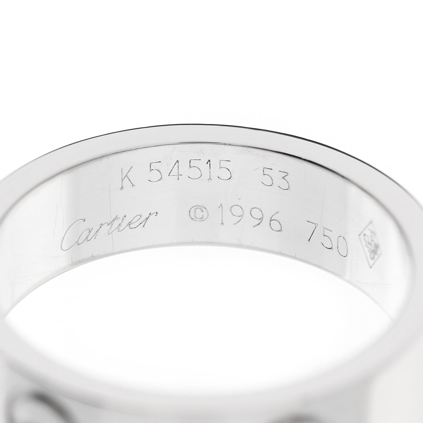 18K White Gold 5.5mm LOVE Ring 53 6.5