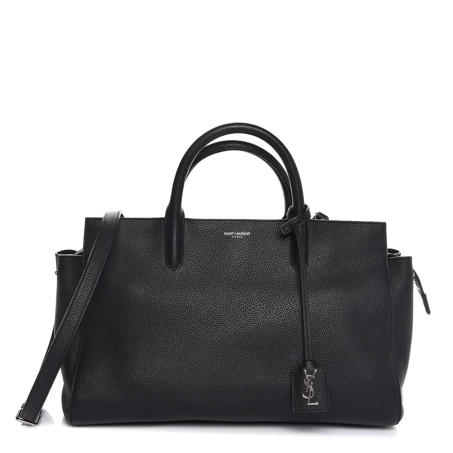 Saint Laurent Grained Calfskin Small Cabas Rive Gauche Black 1 of 8