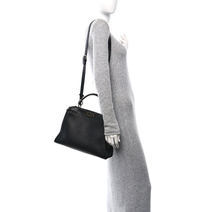 Fendi Cuoio Romano Selleria Bi-Color Medium Peekaboo Iconic Satchel Black Mou 2 of 11