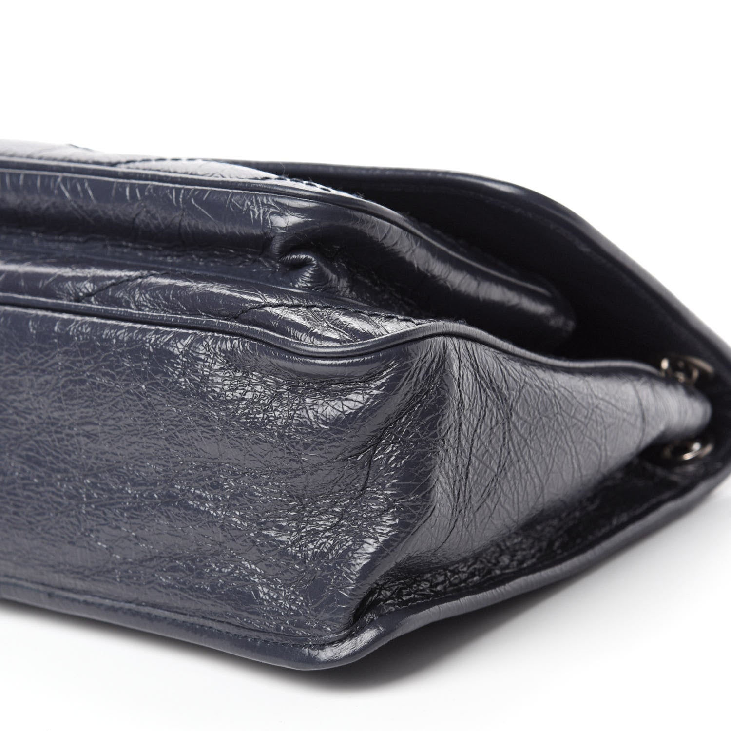 Saint Laurent Crinkled Calfskin Matelasse Monogram Medium Niki Chain Satchel Deep Marine 9 of 12