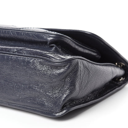 Saint Laurent Crinkled Calfskin Matelasse Monogram Medium Niki Chain Satchel Deep Marine 9 of 12