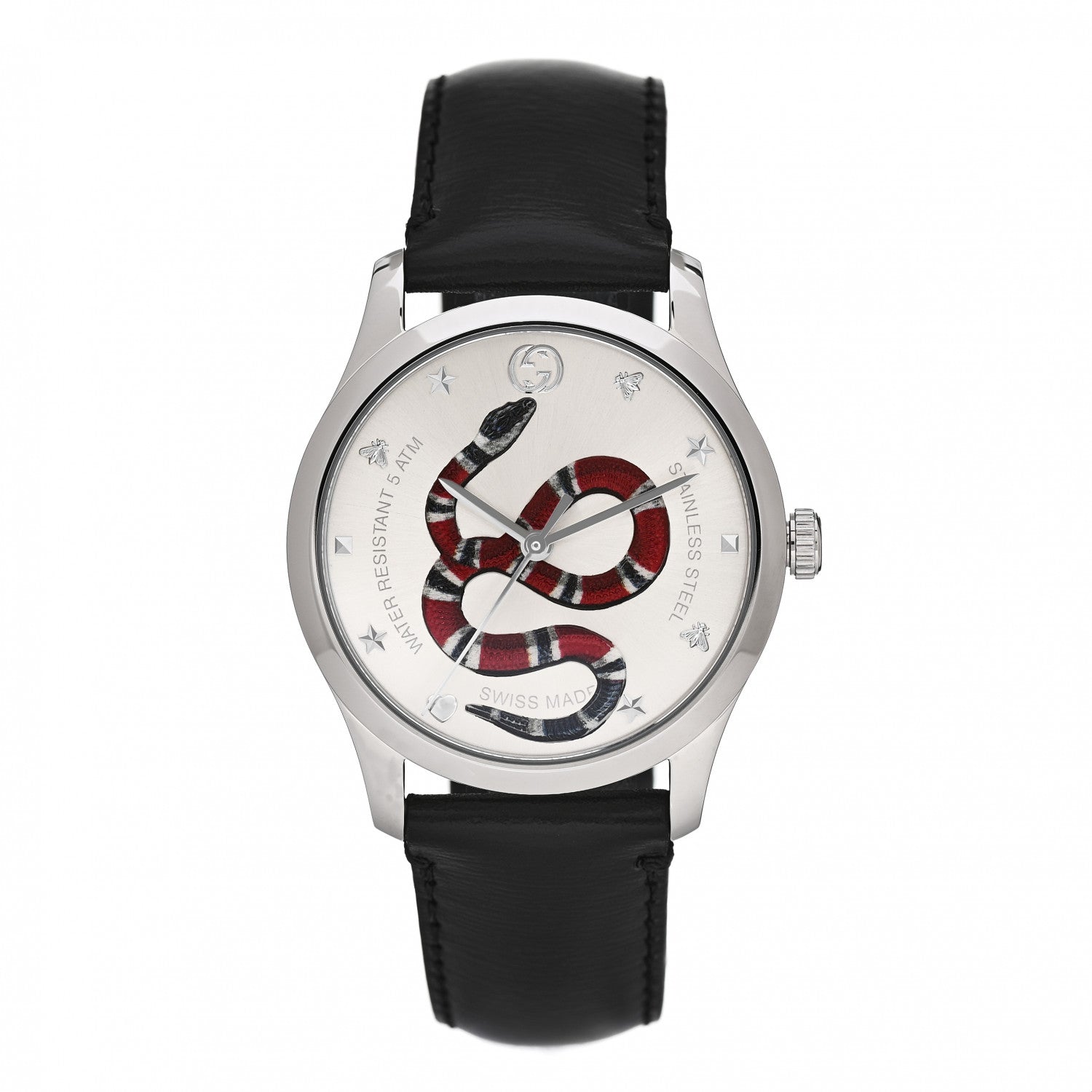 Gucci Stainless Steel Calfskin 38mm G-Timeless Snake Quartz Watch 1 of 5