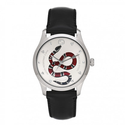 Gucci Stainless Steel Calfskin 38mm G-Timeless Snake Quartz Watch 1 of 5