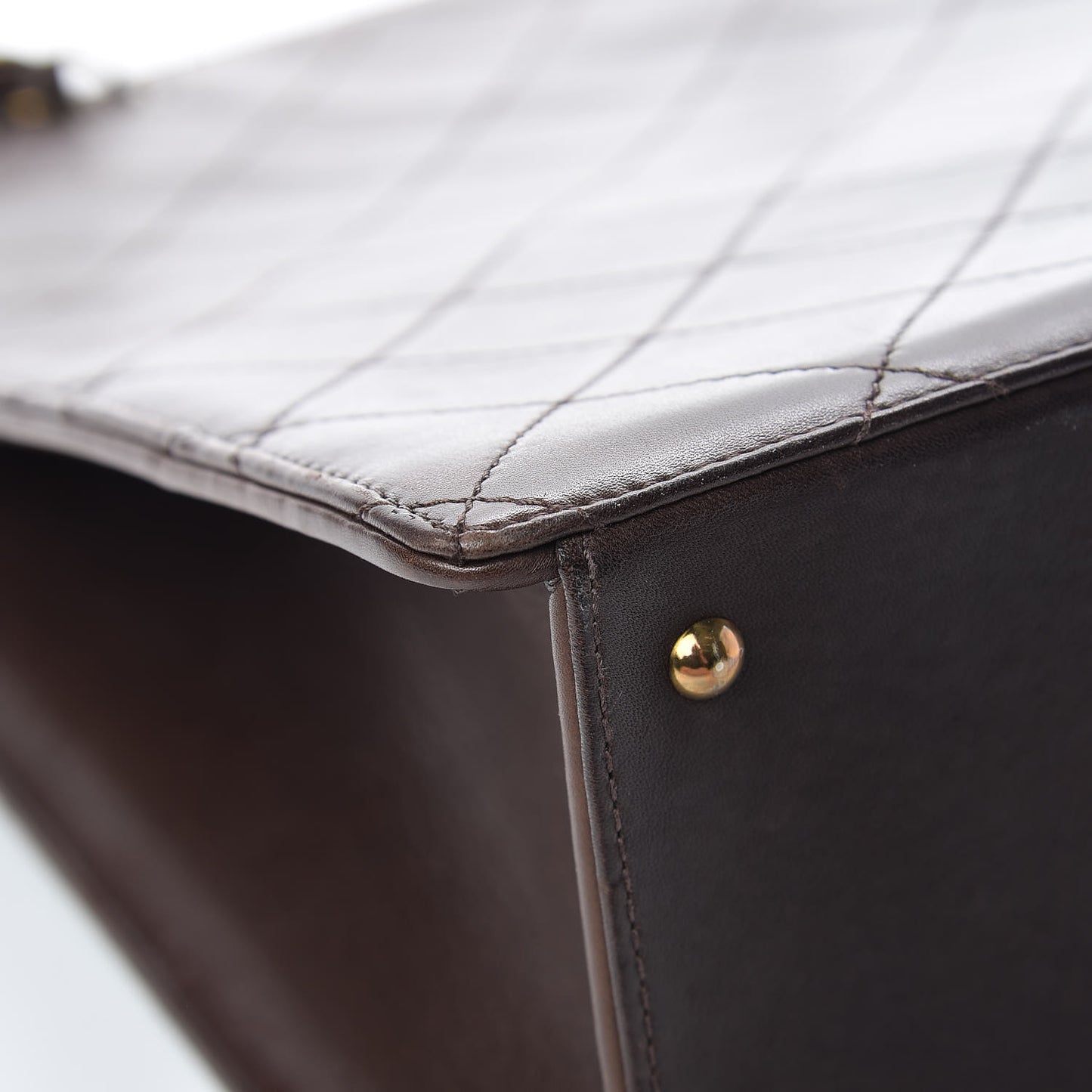 Calfskin Stitched CC Tote Dark Brown