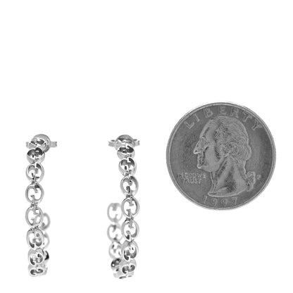 Gucci 18K White Gold Interlocking GG Hoop Earrings 2 of 5