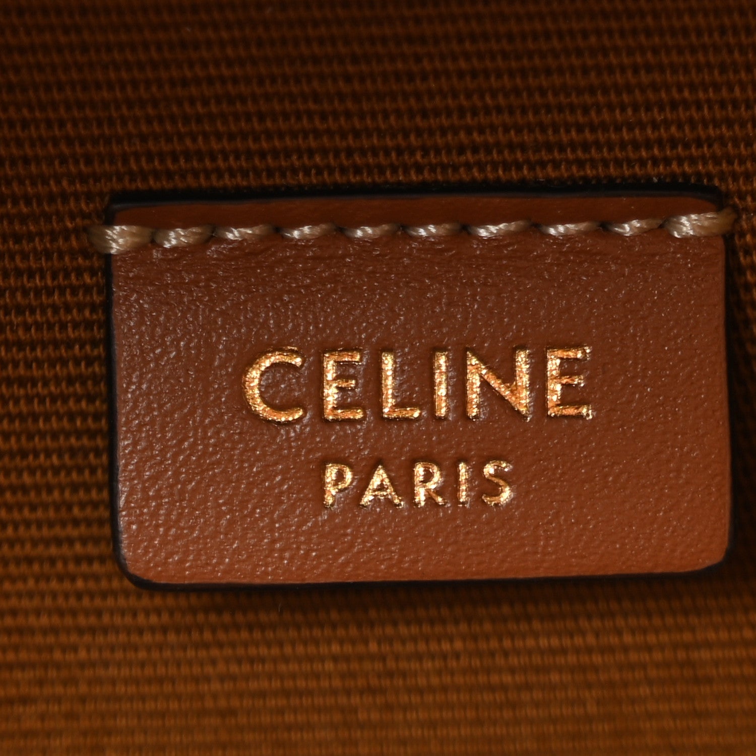 Celine Triomphe Canvas Calfskin Cuir Box On Chain Tan 5 of 10