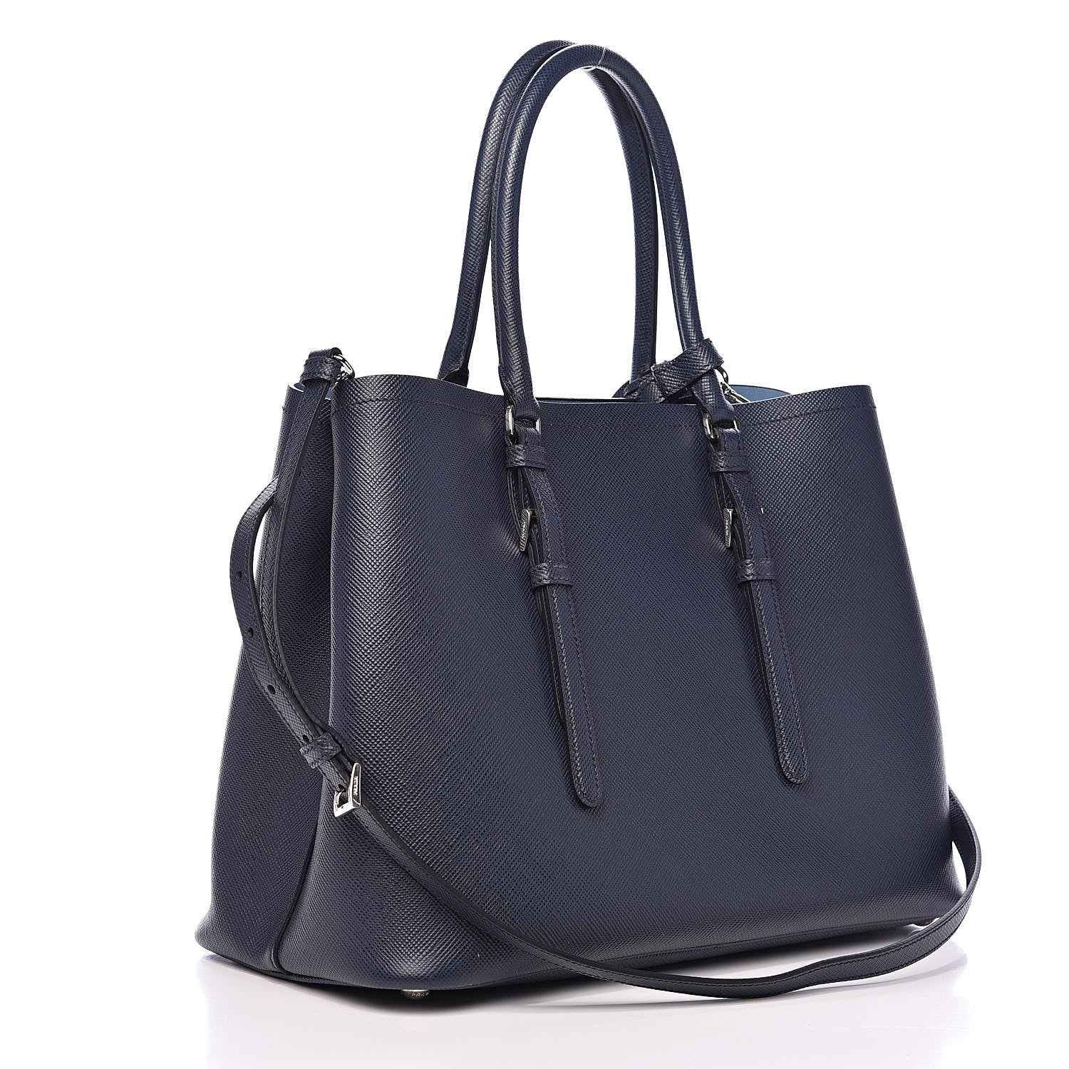 Prada Saffiano Cuir Medium Double Handle Tote Baltico Astrale 3 of 11