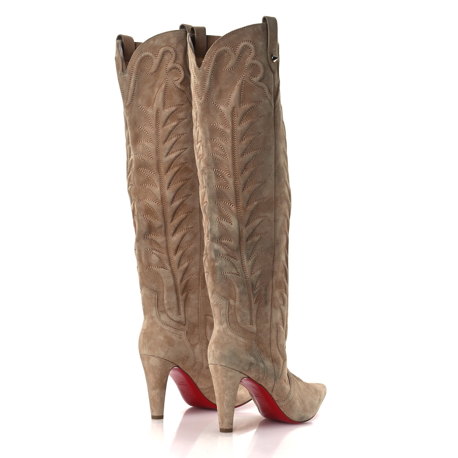 Christian Louboutin Veau Velours Santia Botta 85 Tall Boots 41.5 Lionne 5 of 14
