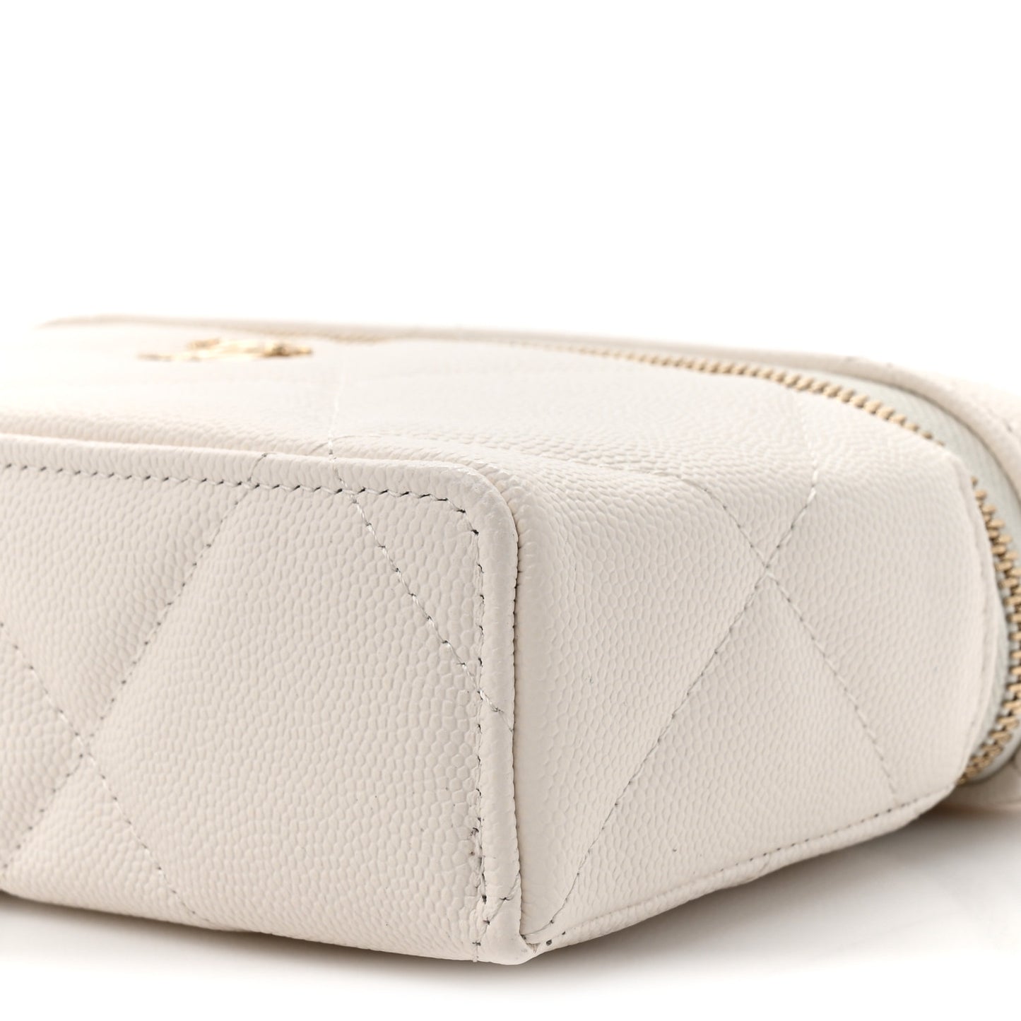 Caviar Quilted Top Handle Slim Vanity With Chain White