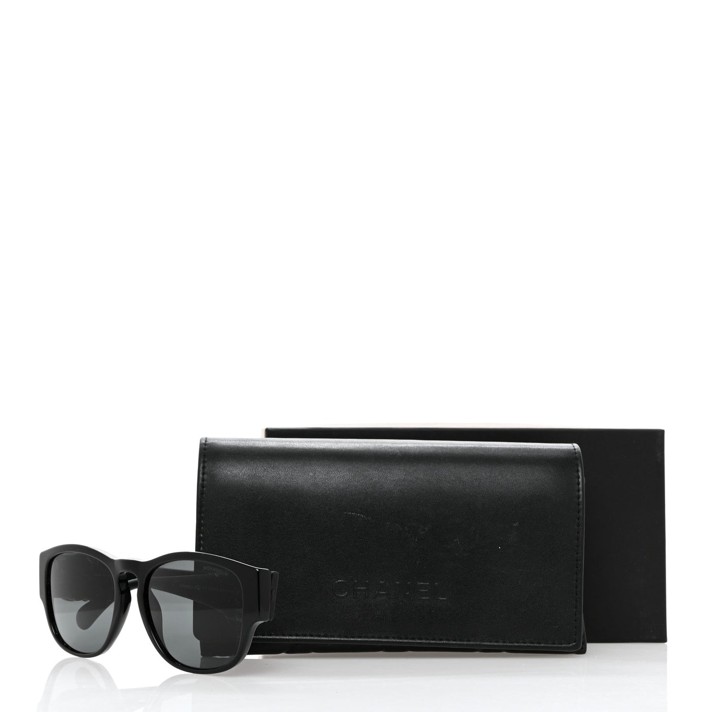 Acetate Crystal Baguette Chain CC Sunglasses 5454-Q-A Black