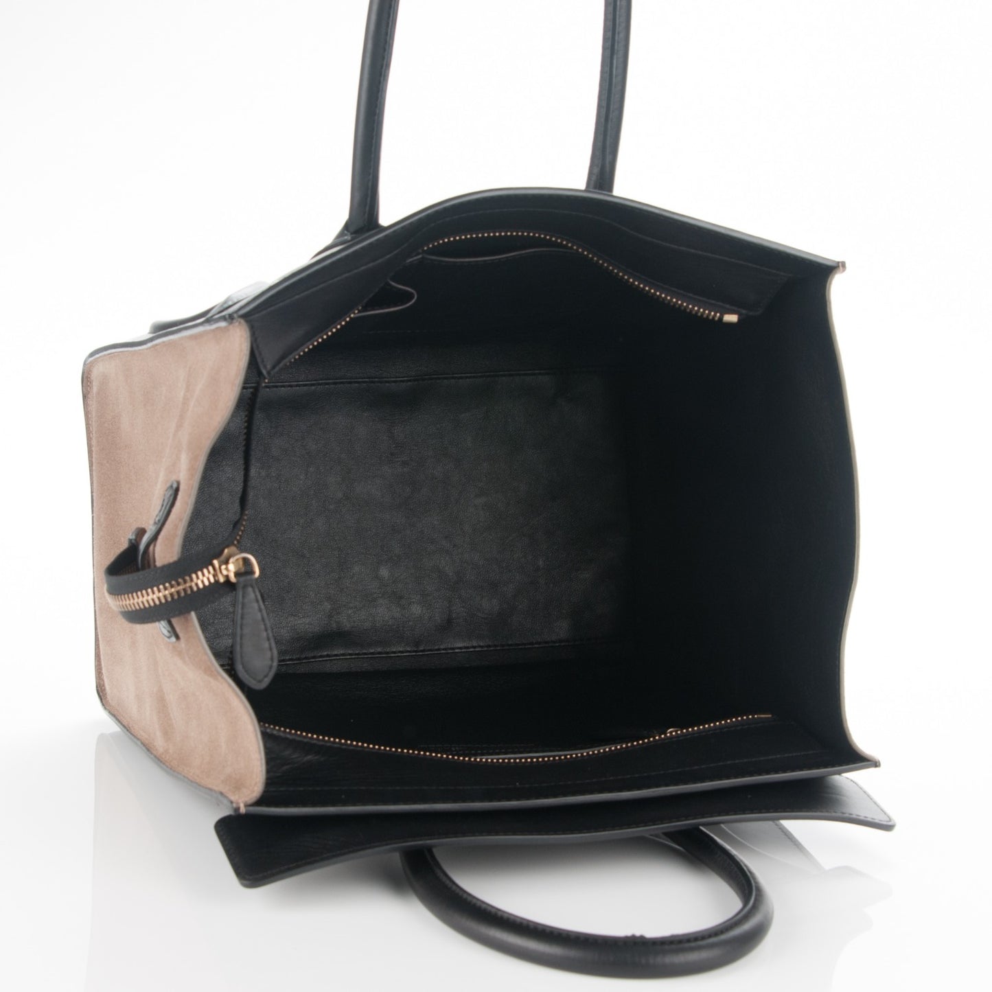 Smooth Calfskin Suede Mini Tri-Color Luggage Almond