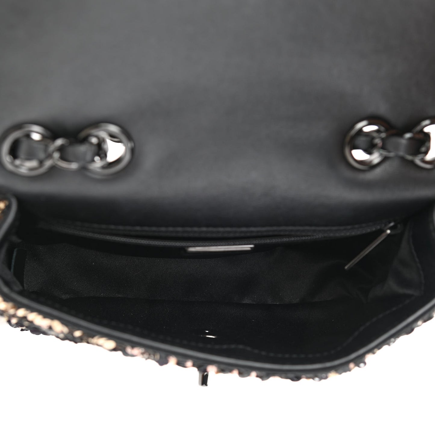 Sequin Mini Rectangular Flap Black Gold